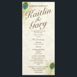 Golden Peacock Feathers Programme de mariage<br><div class="desc">Élégant modèle en plumes de paon doré imprimé carte de mariage programmes de mariage avec texte brun.</div>