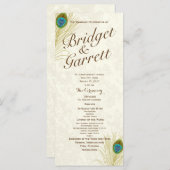 Golden Peacock Feathers Wedding Program Programma (Voorkant / Achterkant)