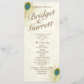 Golden Peacock Feathers Wedding Program Programma (Voorkant)
