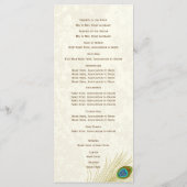 Golden Peacock Feathers Wedding Program Programma (Achterkant)