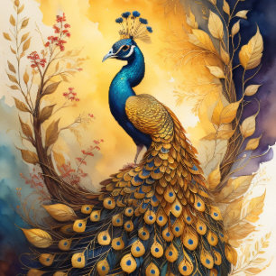Golden peacock in a golden forest v5 tissuepapier