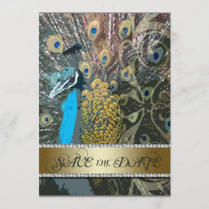 Golden Peacock Save the Date Notice Kaart
