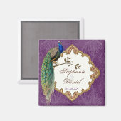 Golden Peacock & Swirls - Save the Date Magnet (Recto/Verso)