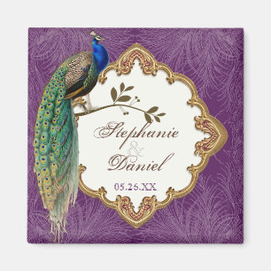 Golden Peacock & Swirls - Save the Date Magnet Magneet