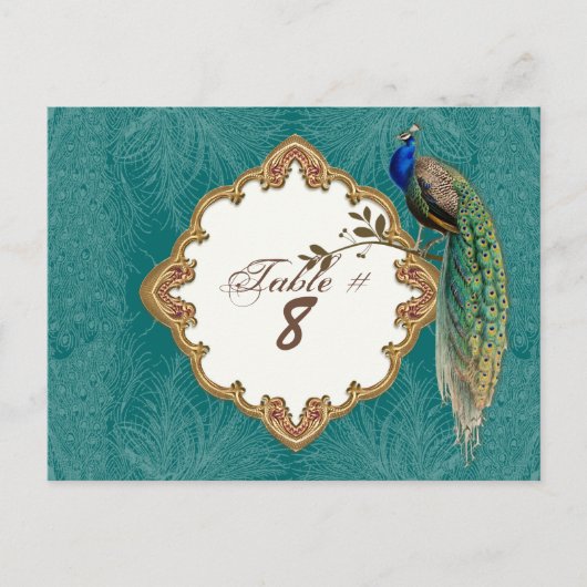 Golden Peacock & Swirls - Tafelnummer Kaarten (Voorkant)