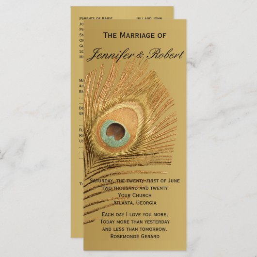 Golden Peacock Trouwprogramma Programma (Voorkant / Achterkant)