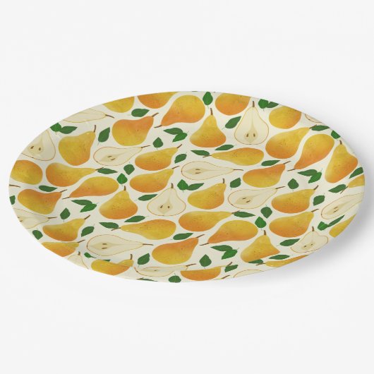 Golden Pears Pattern Papieren Bordje (Gekanteld)