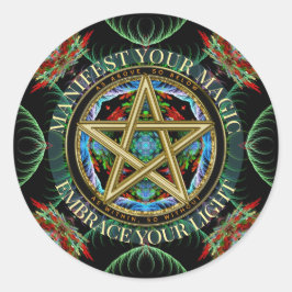 Golden Pentacle Magick Fractals Ronde Sticker