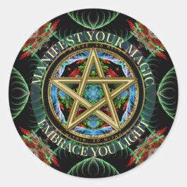 Golden Pentacle Magick Fractals Ronde Sticker