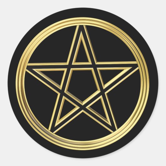 Golden pentagram ronde sticker (Voorkant)