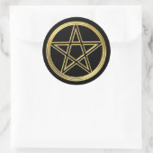 Golden pentagram ronde sticker (Tas)