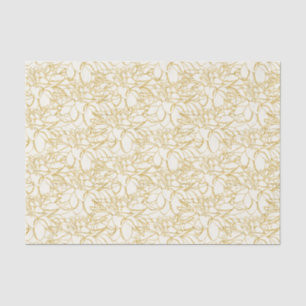 Golden Peonies Line Art over ivoor Tissuepapier