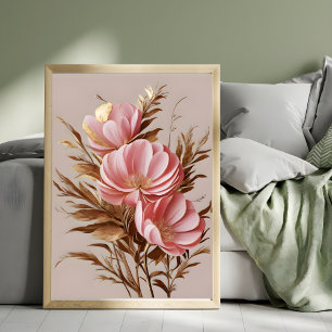 Golden Peony Elegance Foto Afdruk