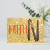 Golden Personalized Cigaro Uitnodiging (Staand voorkant)