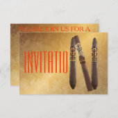Golden Personalized Cigaro Uitnodiging (Voorkant / Achterkant)