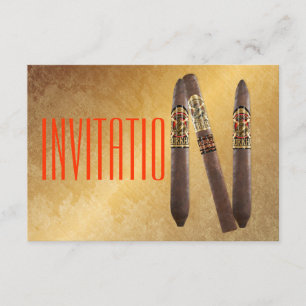 Golden Personalized Cigaro Uitnodiging