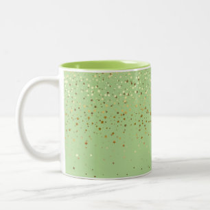 Golden Petite Stars Coffee Mok-Apple Green Tweekleurige Koffiemok