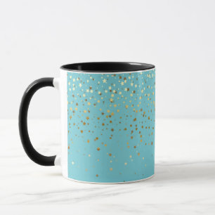 Golden Petite Stars Two-Tone Coffee Mok-Brgt Aqua Mok