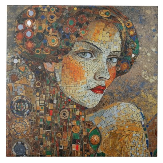Golden Phase Gustav Klimt Mosaic Edwardian Woman Tegeltje (Voorkant)
