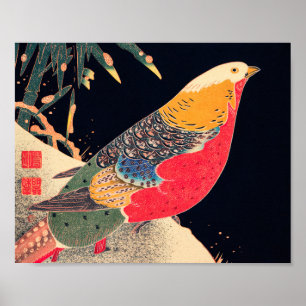Golden Pheasant  Bird Japans Woodblock Pr Poster