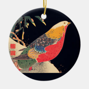Golden Pheasant in sneeuw door Ito Jakuchu Keramisch Ornament