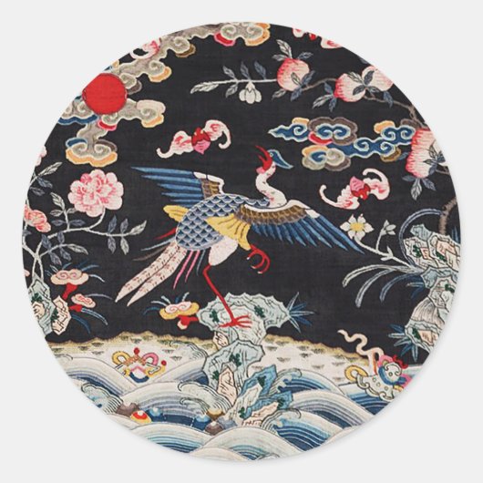 Golden Pheasant & Quing Dynasty/imperial China Ronde Sticker (Voorkant)