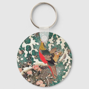 Golden Pheasants op sneeuw van Ito Jakuchu Sleutelhanger