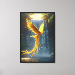Golden Phoenix beroemd gemaakt door Waterfall Canvas Afdruk