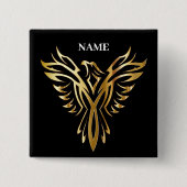 Golden phoenix, elegance vierkante button 5,1 cm (Voorkant)