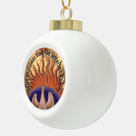 Golden Phoenix gepersonaliseerd Keramische Bal Ornament (Rechts)