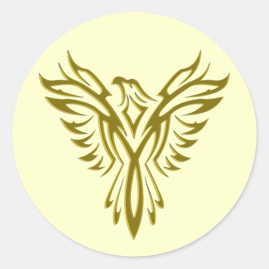 Golden Phoenix Rising envelop sealers Ronde Sticker (Voorkant)