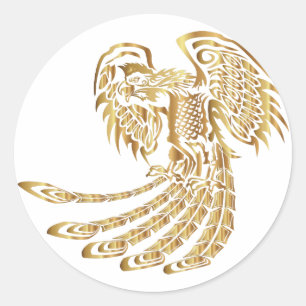 Golden Phoenix Rising Ronde Sticker