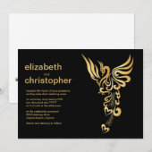 Golden Phoenix Rising Wedding Invitation Kaart (Voorkant / Achterkant)