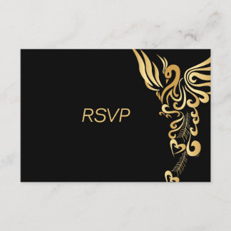 Golden Phoenix Rising Wedding RSVP-kaart RSVP Kaartje