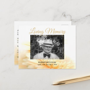 Golden Photo Funeral Memorial Service Invitation