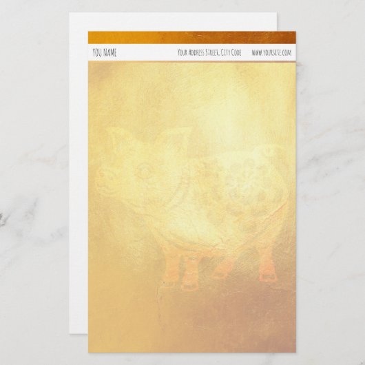 Golden Pig Chinees Nieuwjaar gepersonaliseerd papi Briefpapier (Voorkant / Achterkant)
