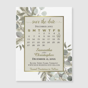 Golden Pine Save the Date Calendar Taupe Magneet