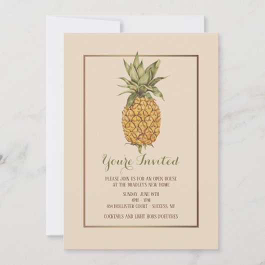 Golden Pineapple Open House Invitation Kaart (Voorkant)