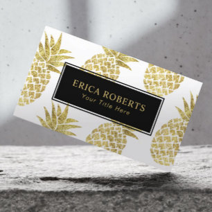 Golden Pineapple Pattern Modern Tropical Visitekaartje