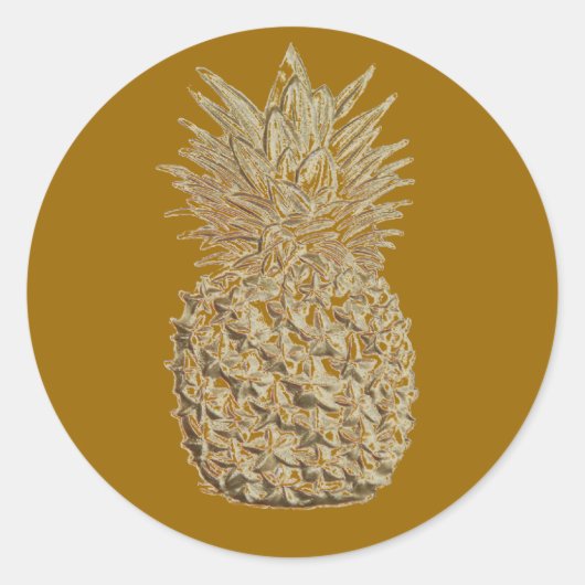 Golden Pineapple Ronde Sticker (Voorkant)