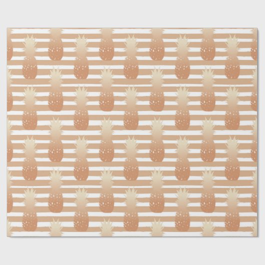 Golden Pineapples Pattern Cadeaupapier (Vlak)