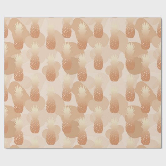 Golden Pineapples Pattern Cadeaupapier (Vlak)
