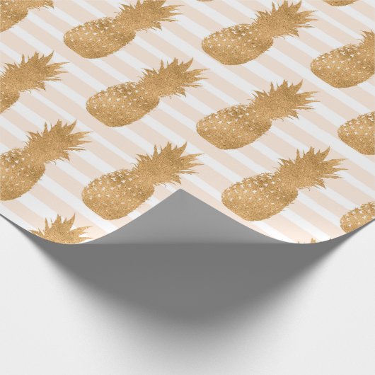 Golden Pineapples Pattern Tropical Cadeaupapier (Hoek)