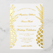 golden pineapples wedding folie uitnodiging (Voorkant)