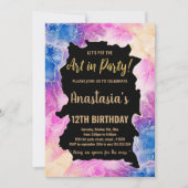 Golden Pink Paint Invitations Anniversaire (Devant)