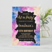 Golden Pink Paint Invitations Anniversaire (Debout devant)