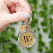 Golden Pinstripe Monogram Gift Sleutelhanger (Hand)