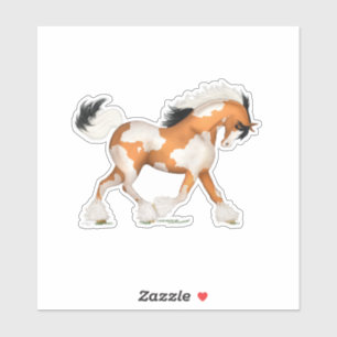 Golden Pinto Gypsy Horse Overo Equestrian Sticker