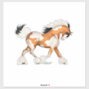 Golden Pinto Gypsy Horse Overo Equestrian Sticker