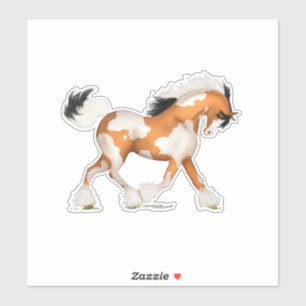 Golden Pinto Gypsy Horse Overo Equestrian Sticker